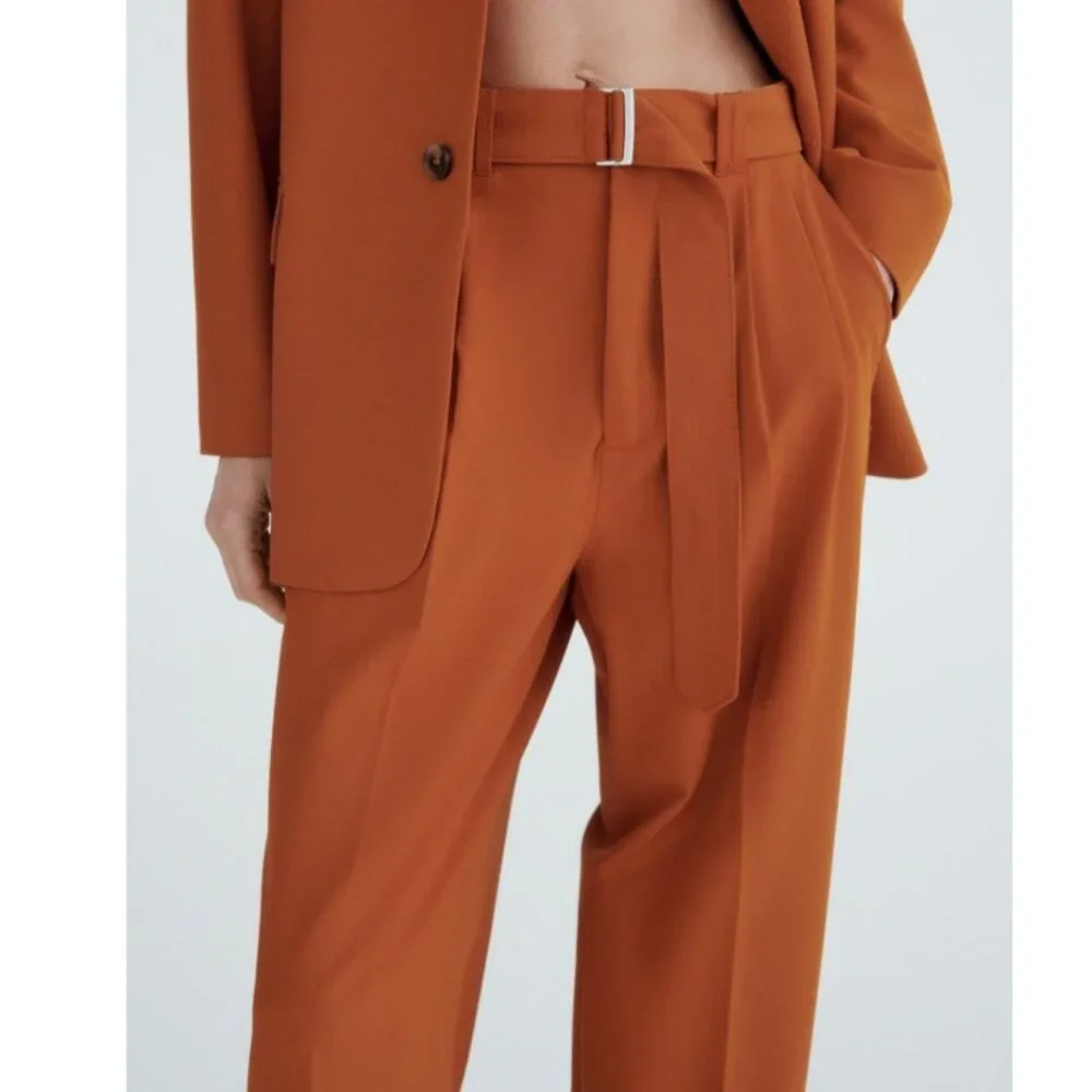 Zara The Straight Tapered Trousers in Geranium Color Size XL Style  2659/460/616 - Picture 3 of 15